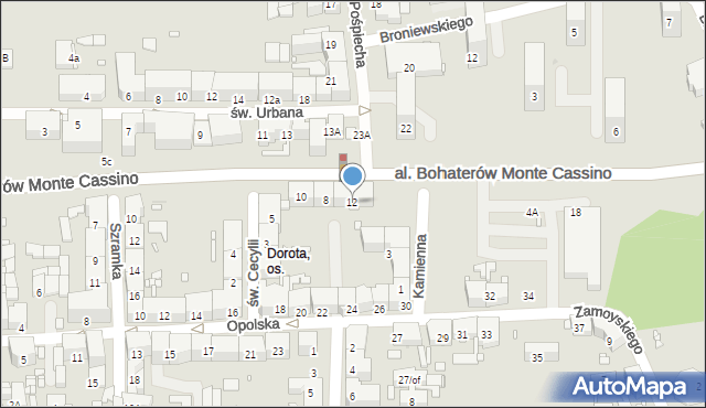 Zabrze, Aleja Bohaterów Monte Cassino, 12, mapa Zabrza