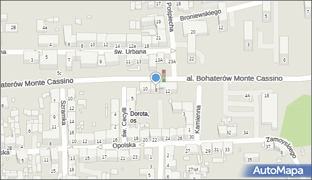 Zabrze, Aleja Bohaterów Monte Cassino, 8, mapa Zabrza