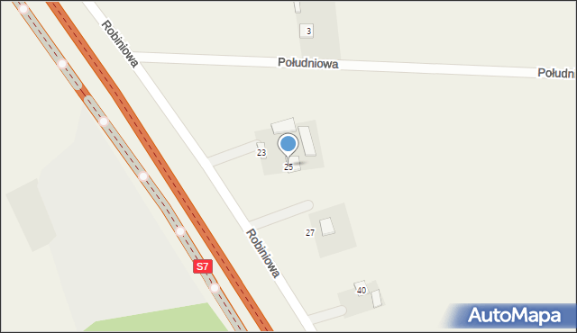 Załuski, Aleja Robiniowa, 25, mapa Załuski