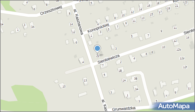 Zator, Aleja Kasztanowa, 21, mapa Zator
