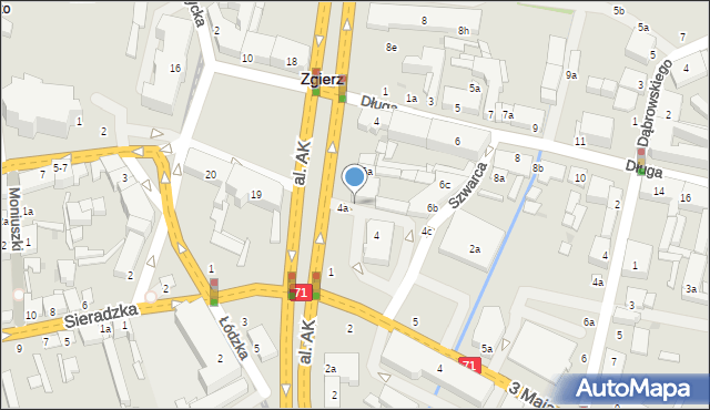 Zgierz, Aleja Armii Krajowej, 4d, mapa Zgierz