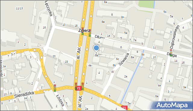 Zgierz, Aleja Armii Krajowej, 6a, mapa Zgierz