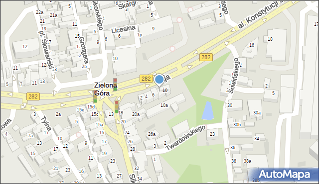 Zielona Góra, Aleja Konstytucji 3 Maja, 8, mapa Zielona Góra