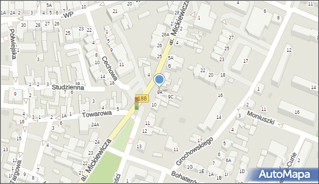 Złotów, Aleja Mickiewicza Adama, 9A, mapa Złotów