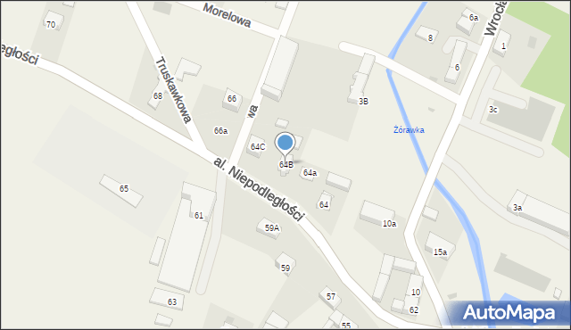 Żórawina, Aleja Niepodległości, 64B, mapa Żórawina