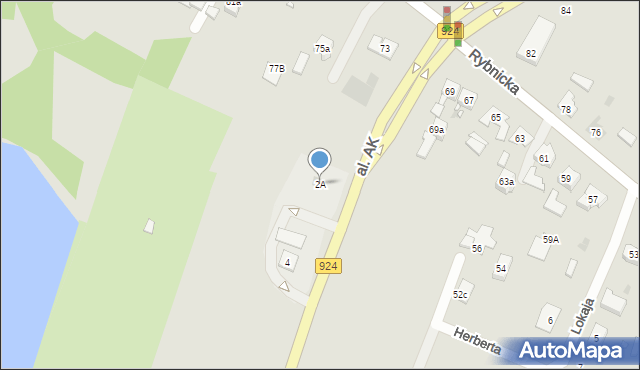 Żory, Aleja Armii Krajowej, 2A, mapa Żor