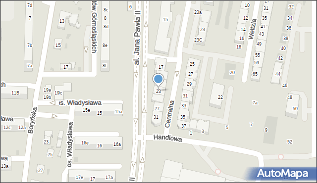 Żory, Aleja Jana Pawła II, 23, mapa Żor