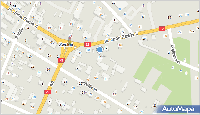 Zwoleń, Aleja Jana Pawła II, 12, mapa Zwoleń