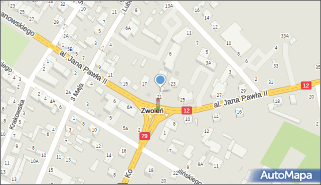 Zwoleń, Aleja Jana Pawła II, 21A, mapa Zwoleń