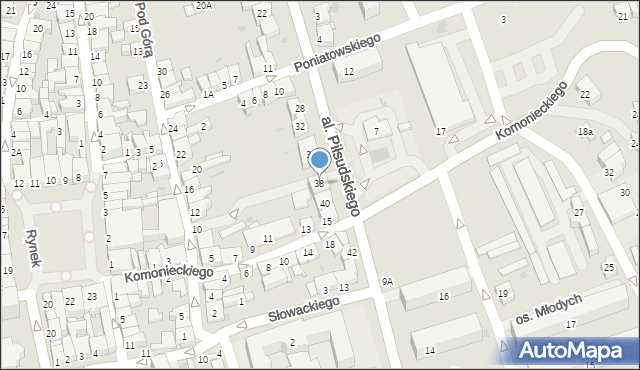 Żywiec, Aleja Piłsudskiego Józefa, marsz., 38, mapa Żywiec