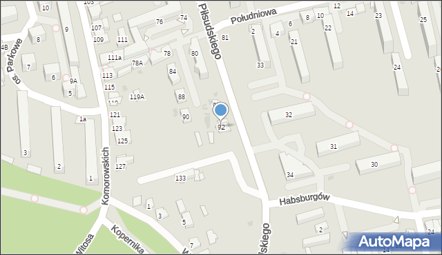 Żywiec, Aleja Piłsudskiego Józefa, marsz., 92, mapa Żywiec