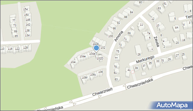 Gdynia, Amona, 104, mapa Gdyni