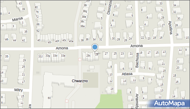 Gdynia, Amona, 29a, mapa Gdyni