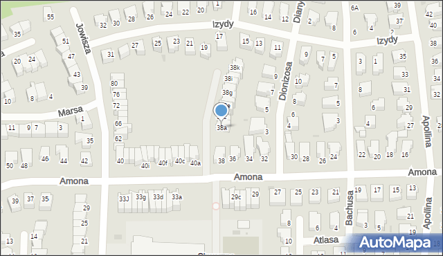 Gdynia, Amona, 38a, mapa Gdyni