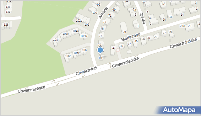 Gdynia, Amona, 83, mapa Gdyni