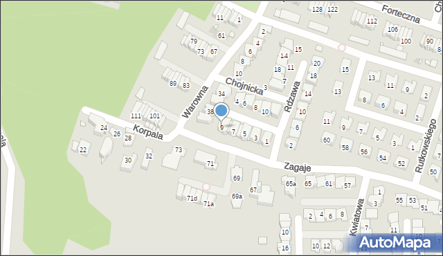 Kraków, Amarantowa, 9, mapa Krakowa