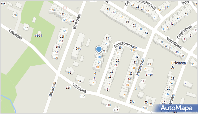 Łódź, Amazonitowa, 18, mapa Łodzi