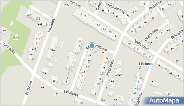 Łódź, Amazonitowa, 33, mapa Łodzi