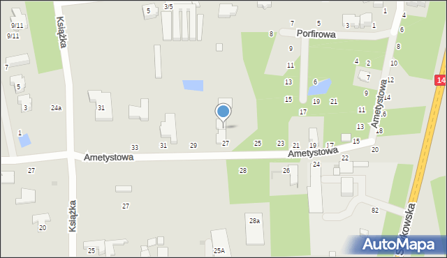 Łódź, Ametystowa, 27a, mapa Łodzi