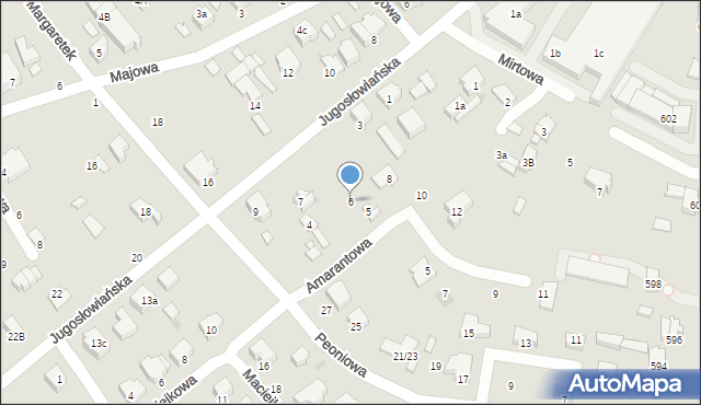 Łódź, Amarantowa, 6, mapa Łodzi