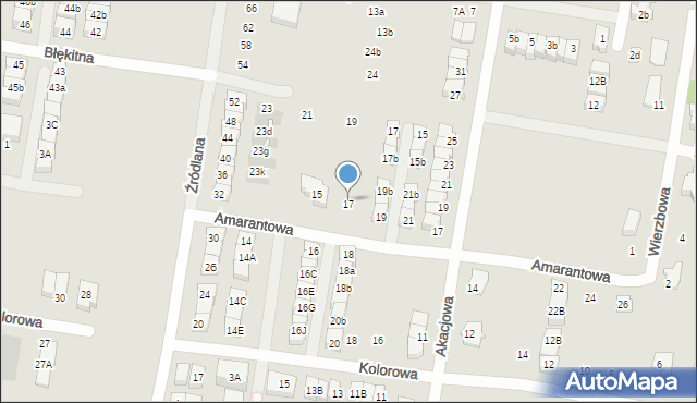Marki, Amarantowa, 17a, mapa Marki