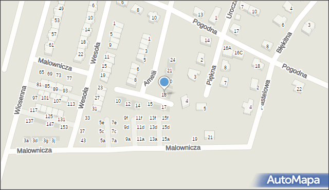 Oława, Amelii, 18, mapa Oława