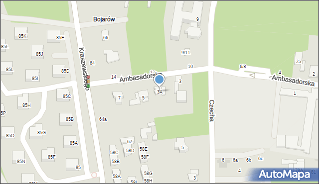 Otwock, Ambasadorska, 3A, mapa Otwock