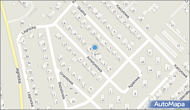 Strzegom, Ametystowa, 6, mapa Strzegom