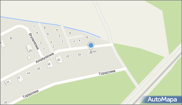 Szczecin, Ametystowa, 26, mapa Szczecina