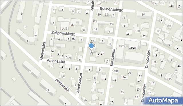 Warszawa, Amałowicza-Tatara Franciszka Michała, mjr., 10, mapa Warszawy