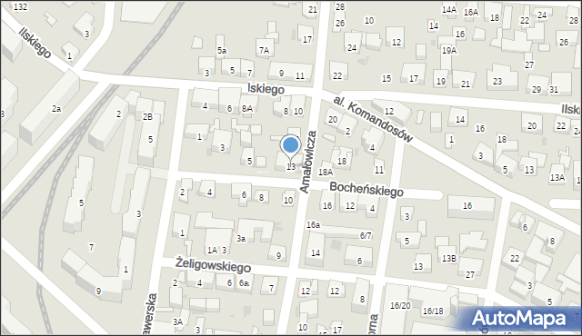 Warszawa, Amałowicza-Tatara Franciszka Michała, mjr., 13, mapa Warszawy