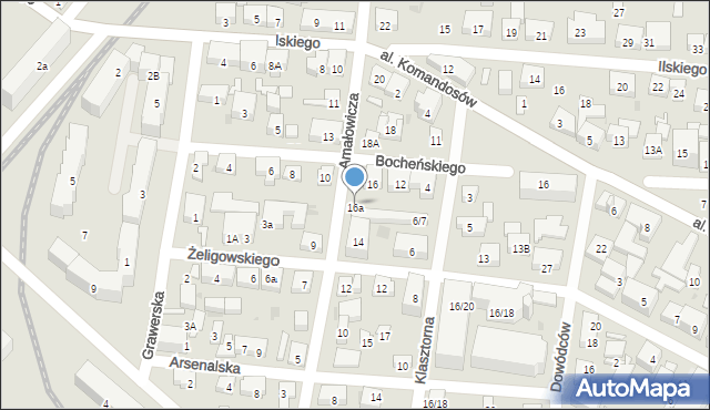 Warszawa, Amałowicza-Tatara Franciszka Michała, mjr., 16a, mapa Warszawy