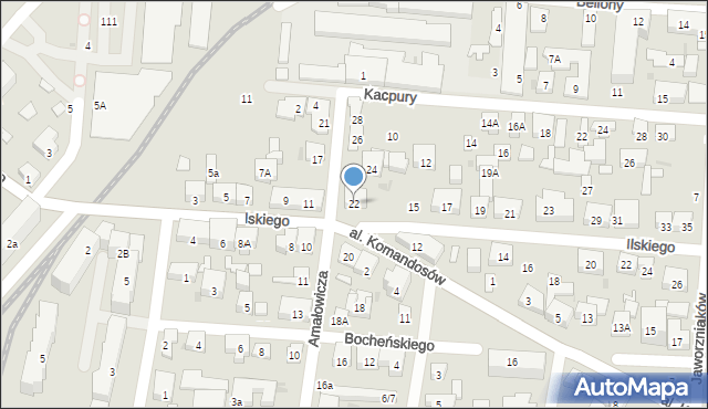 Warszawa, Amałowicza-Tatara Franciszka Michała, mjr., 22, mapa Warszawy