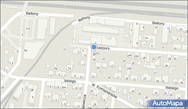 Warszawa, Amałowicza-Tatara Franciszka Michała, mjr., 28, mapa Warszawy