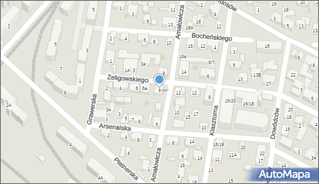 Warszawa, Amałowicza-Tatara Franciszka Michała, mjr., 7, mapa Warszawy