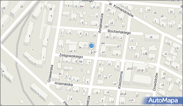 Warszawa, Amałowicza-Tatara Franciszka Michała, mjr., 9, mapa Warszawy