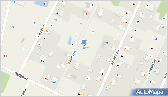 Zamość, Amurowa, 6, mapa Zamościa