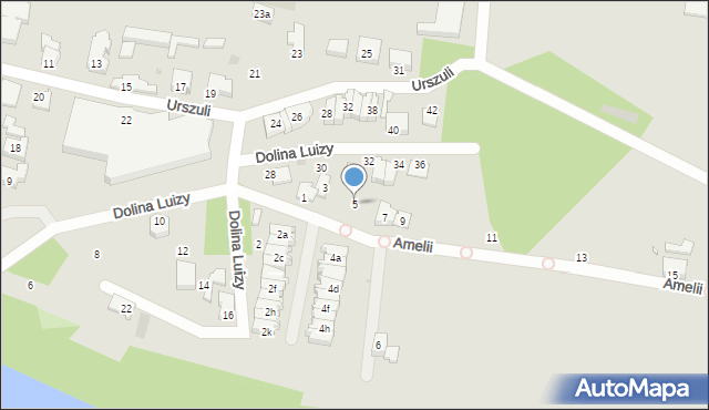 Zielona Góra, Amelii, 5, mapa Zielona Góra