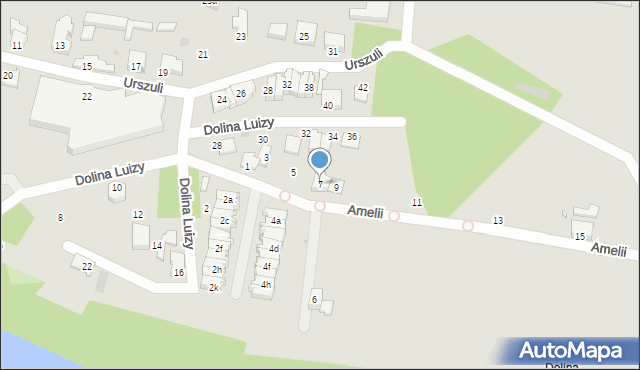 Zielona Góra, Amelii, 7, mapa Zielona Góra