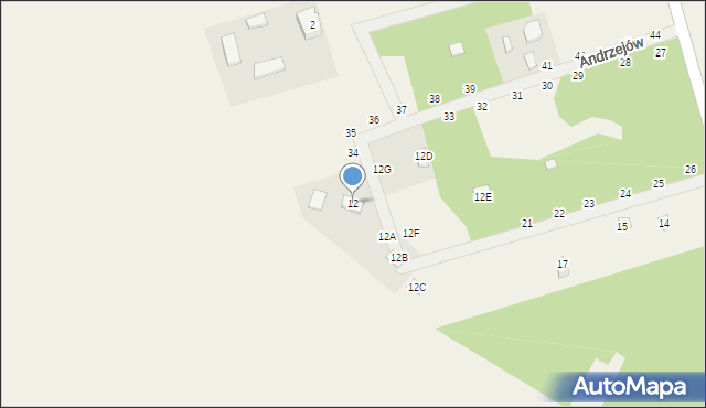 Andrzejów, Andrzejów, 12, mapa Andrzejów