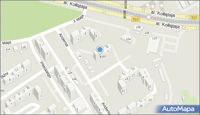 Będzin, Andersa Władysława, gen., 9, mapa Będzin