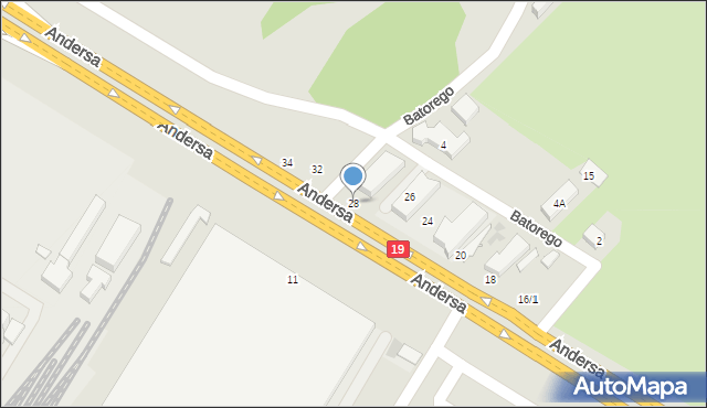 Białystok, Andersa Władysława, gen., 28, mapa Białegostoku