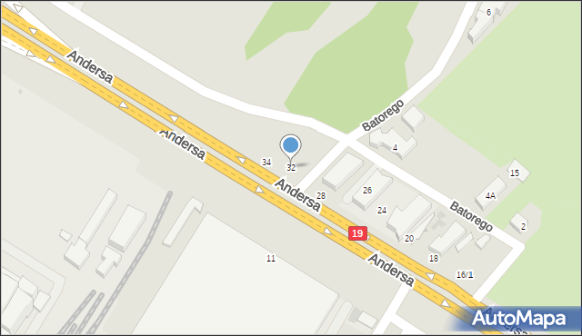 Białystok, Andersa Władysława, gen., 32, mapa Białegostoku