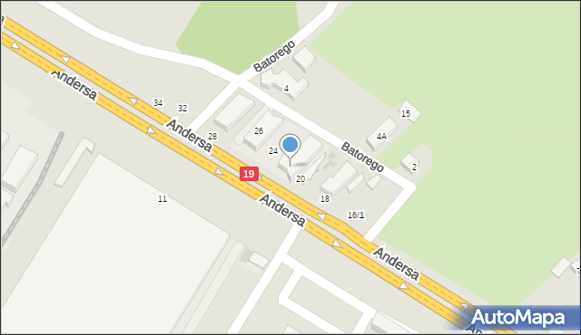 Białystok, Andersa Władysława, gen., 22, mapa Białegostoku