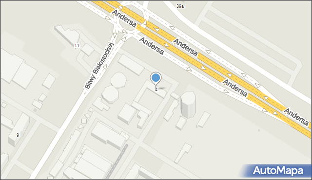 Białystok, Andersa Władysława, gen., 4, mapa Białegostoku