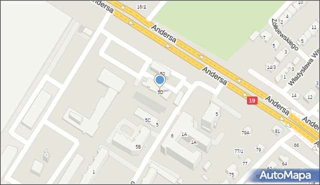 Białystok, Andersa Władysława, gen., 5D, mapa Białegostoku