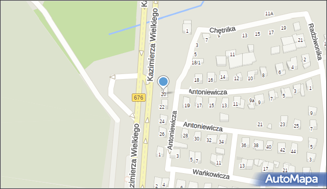 Białystok, Antoniewicza Jerzego, 20, mapa Białegostoku