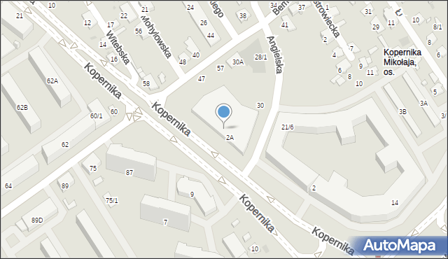 Białystok, Angielska, 34, mapa Białegostoku
