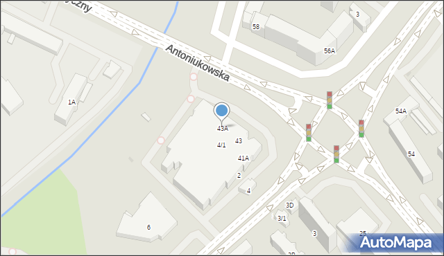 Białystok, Antoniukowska, 43A, mapa Białegostoku