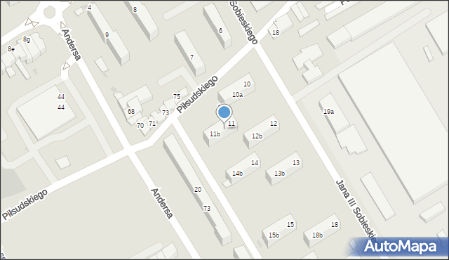 Bielawa, Andersa Władysława, gen., 11a, mapa Bielawa